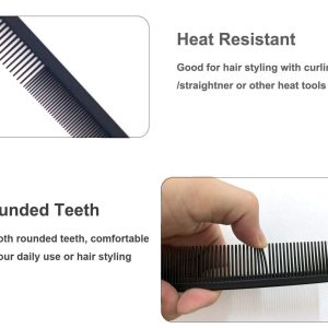 3 Pack Carbon Fiber Cutting Comb – 8.15″ Professional Comb, Fine & Wide Tooth
