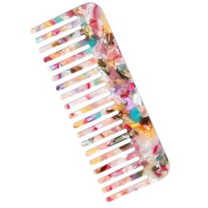 Tortoise Shell Acetate Women’s Wide Tooth Comb – Detangling, Anti Static, Vintage Style for Wet Hair & Home Salon Styling