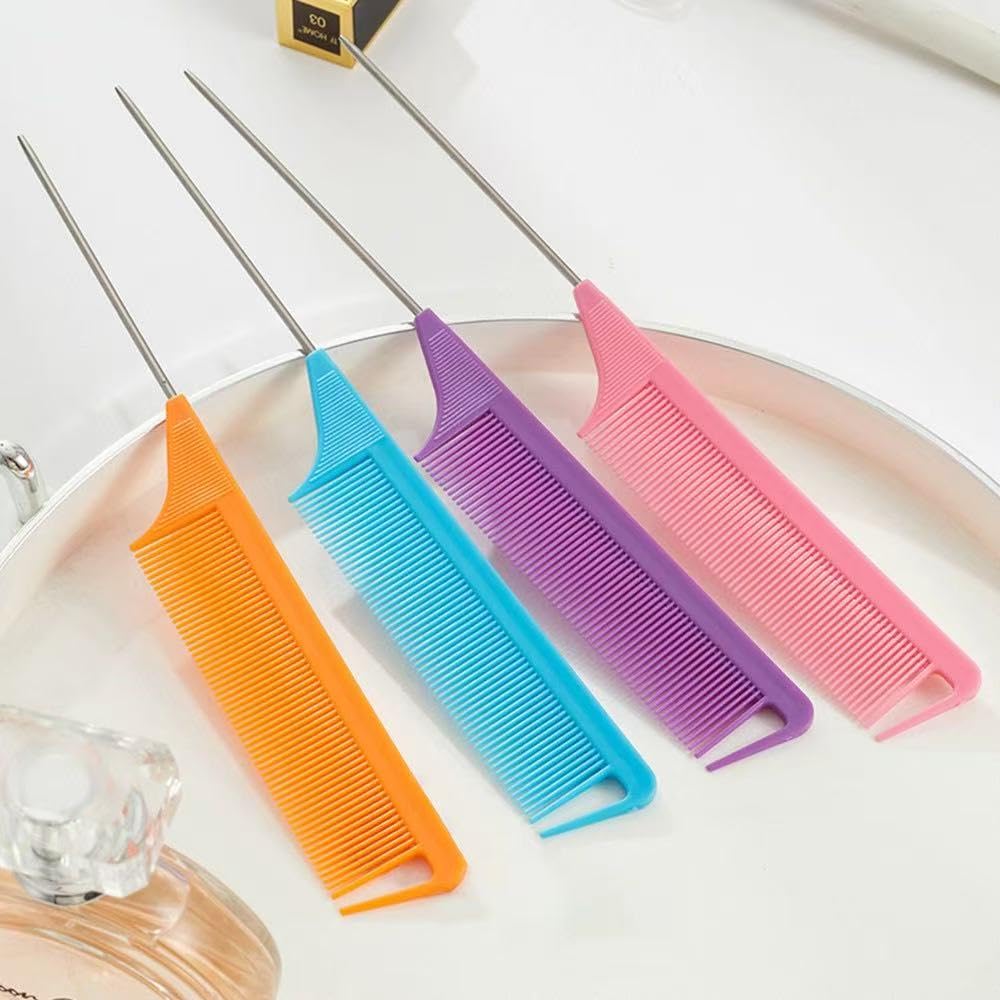 10pcs Rat Tail Comb Set – Metal Fine Tooth Combs for Parting, Teasing & Braiding - Image 5