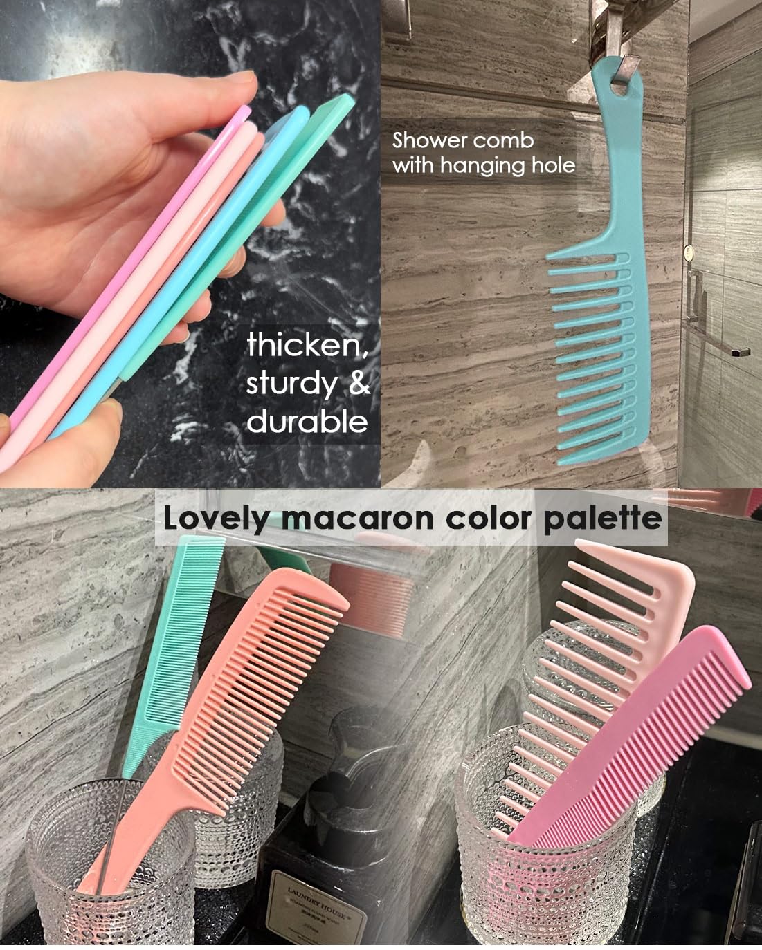 6-Piece Hair Comb Set – Large Wide Tooth, Fine Tooth & Rat Tail Comb - Image 5