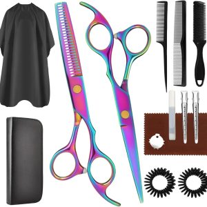 Professional Haircut Scissors Set with Thinning Scissors – Rainbow