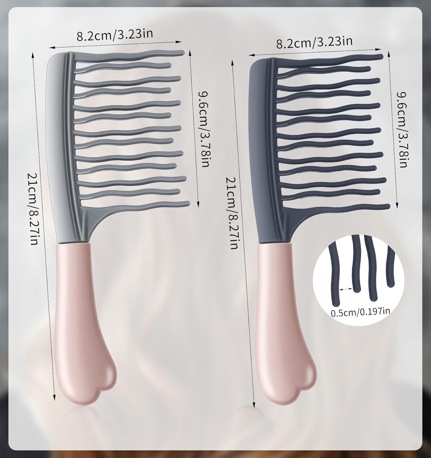 2-Pack Wide-Tooth Combs for Curly Hair, Detangling Comb with Wavy Teeth, Ergonomic Travel Comb for Men & Women - Image 3