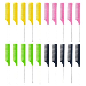Rat Tail Comb Set 20 PCS – Fine Tooth Parting & Braiding Combs, Stainless Steel, Heat Resistant