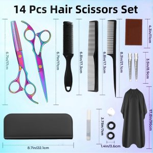 Professional Haircut Scissors Set with Thinning Scissors – Rainbow