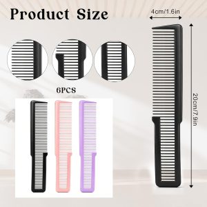 6-Piece Hair Cutting Comb Set – Professional Fine Tooth, All-Purpose Styling Combs for Home & Salon (Black, Purple, Pink)