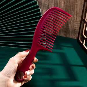 2-Pack Large Wide-Tooth Hair Combs for Curls, Wet or Dry Hair (Black)