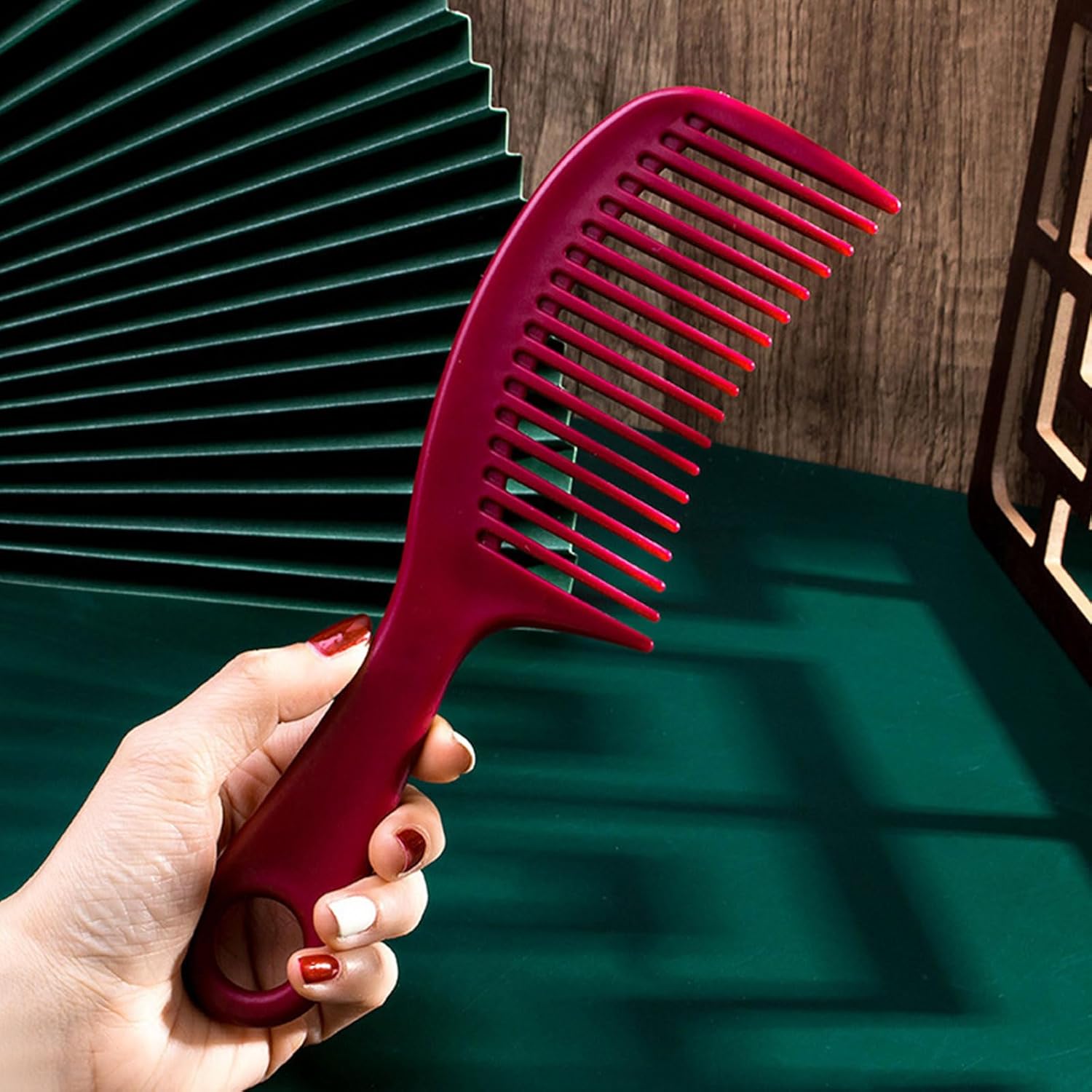 2-Pack Large Wide-Tooth Hair Combs for Curls, Wet or Dry Hair (Black) - Image 2