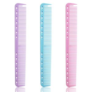 3-Pack Cutting Combs for Barber & Salon Stylists, Heat Resistant (Purple, Green, Pink)