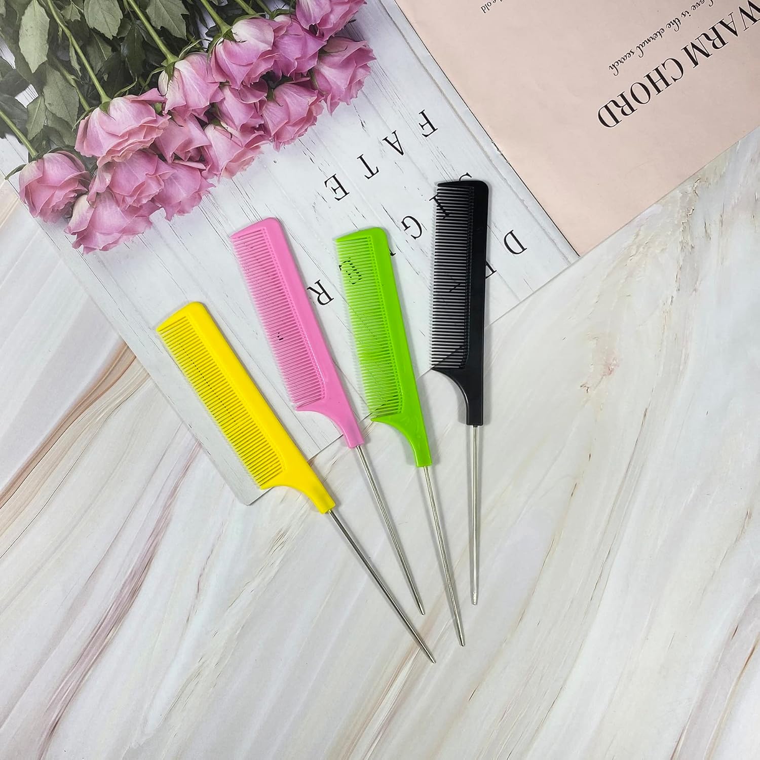 Rat Tail Comb Set 20 PCS – Fine Tooth Parting & Braiding Combs, Stainless Steel, Heat Resistant - Image 5